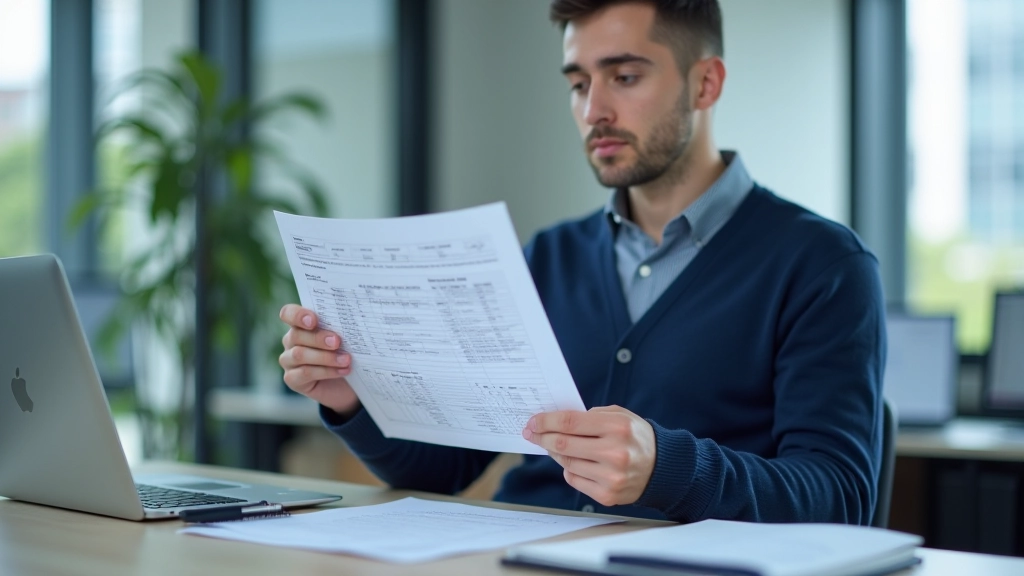 Professional holding printed chart of accounts with account codes and categories clearly visible