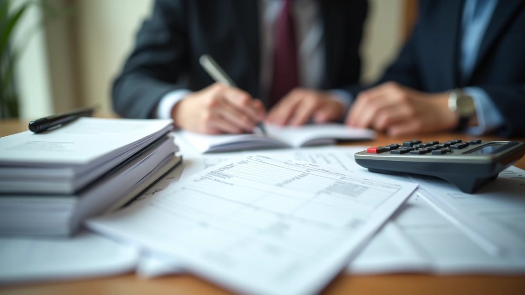 Hong Kong accounting workspace with financial records and bookkeeping materials