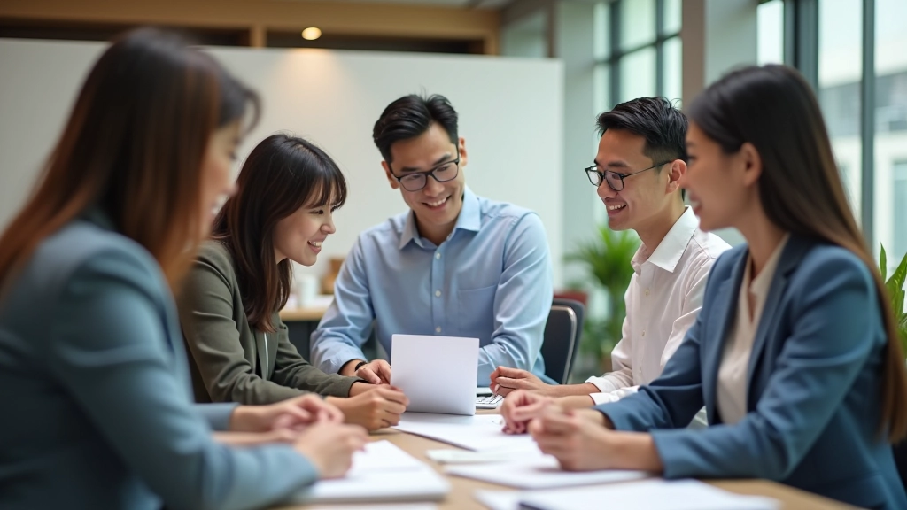 Team collaboration discussing financial records
