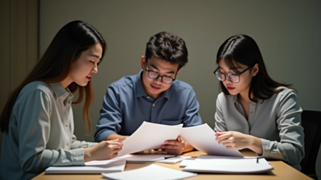 Team reviewing financial training materials